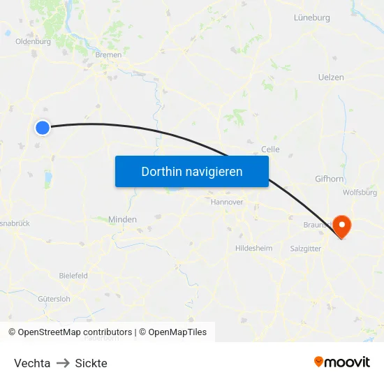 Vechta to Sickte map