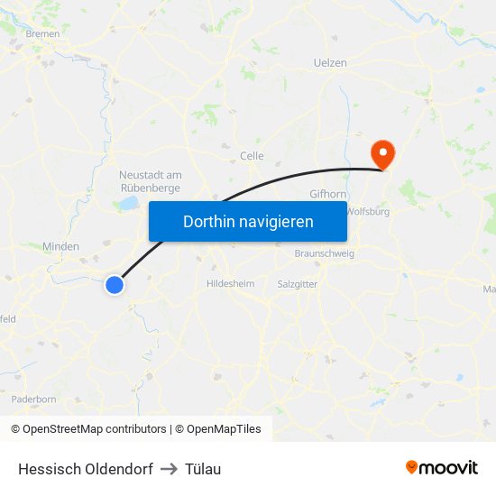 Hessisch Oldendorf to Tülau map