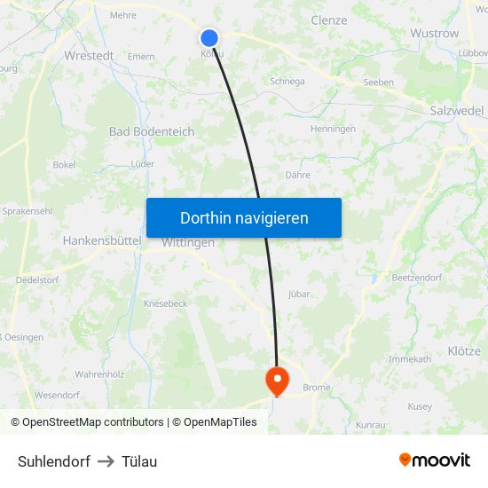 Suhlendorf to Tülau map