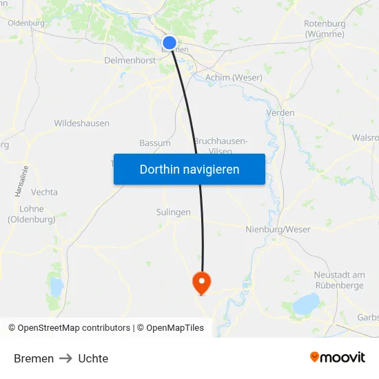 Bremen to Uchte map
