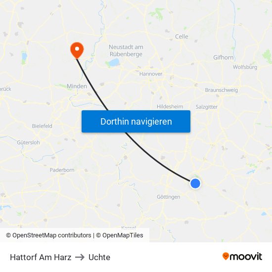 Hattorf Am Harz to Uchte map