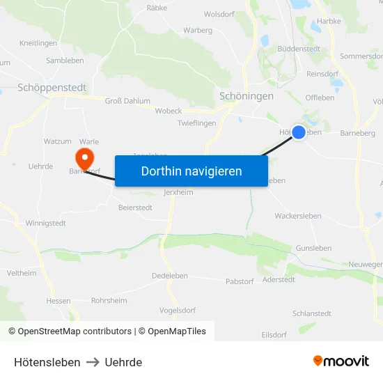 Hötensleben to Uehrde map