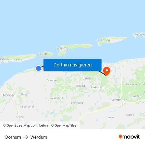 Dornum to Werdum map