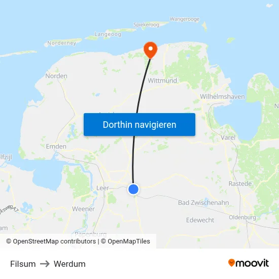 Filsum to Werdum map