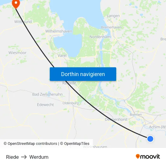Riede to Werdum map
