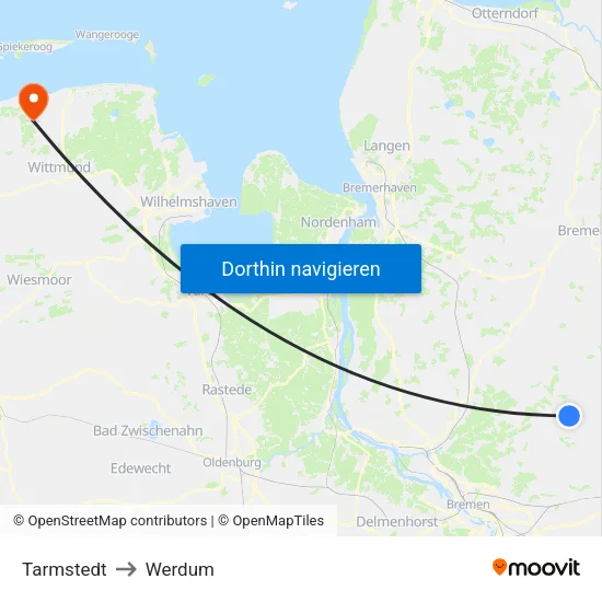 Tarmstedt to Werdum map