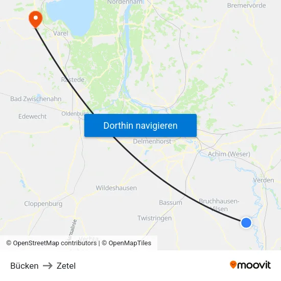 Bücken to Zetel map