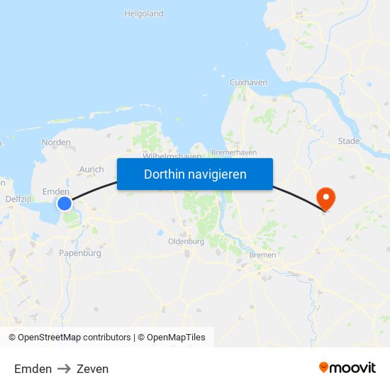 Emden to Zeven map