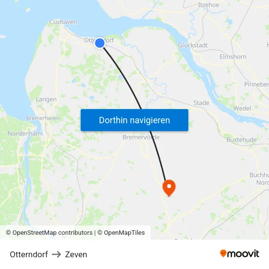 Otterndorf to Zeven map