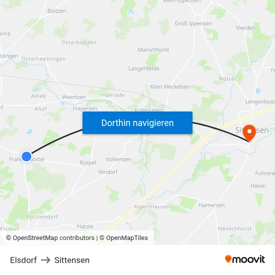 Elsdorf to Sittensen map