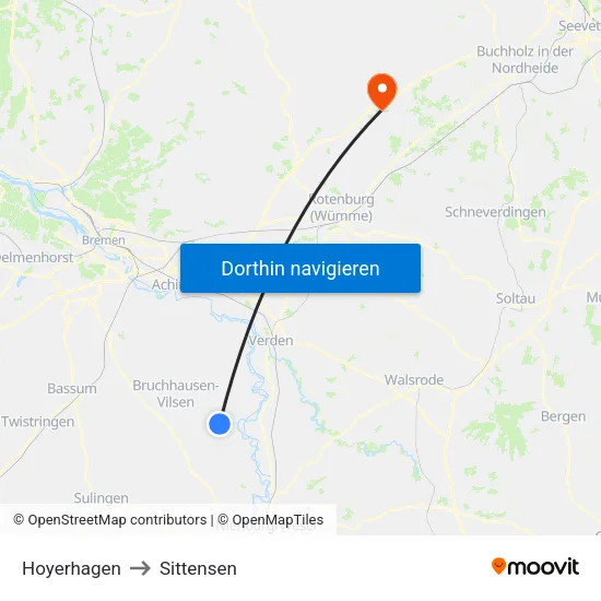 Hoyerhagen to Sittensen map