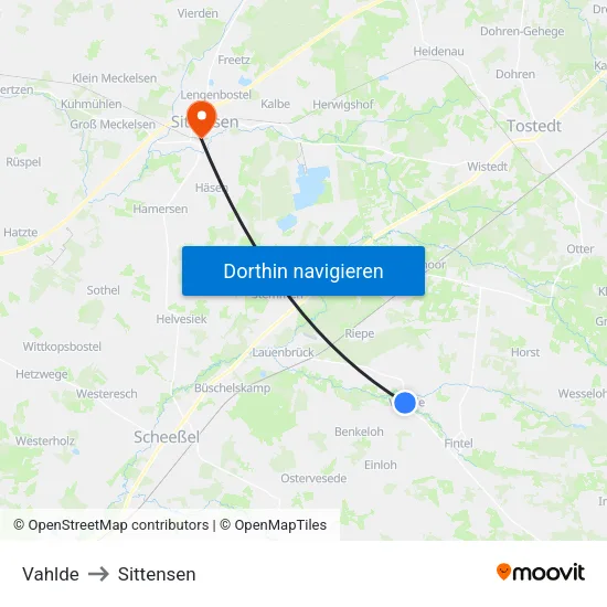 Vahlde to Sittensen map