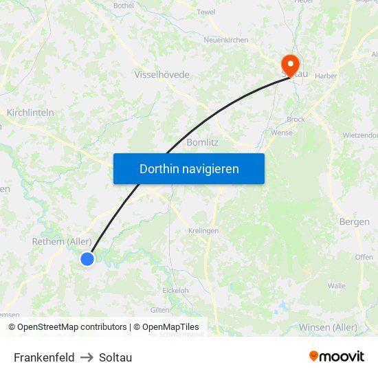 Frankenfeld to Soltau map