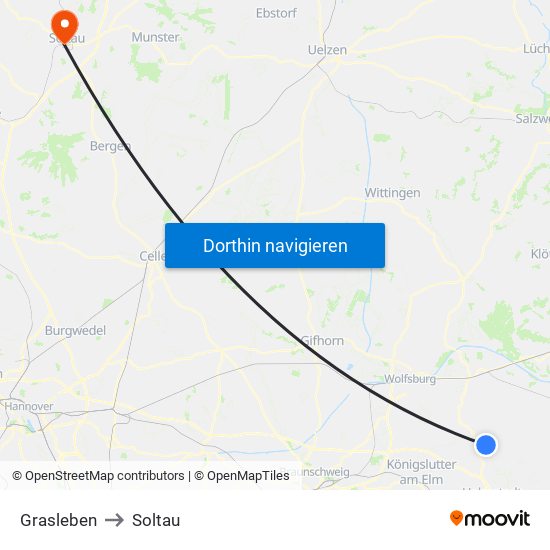 Grasleben to Soltau map