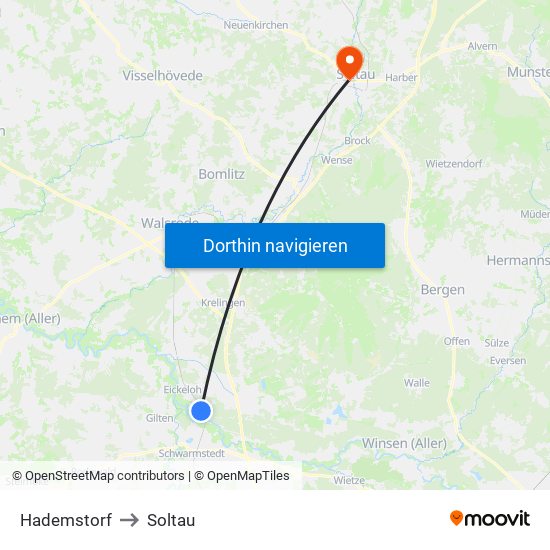 Hademstorf to Soltau map