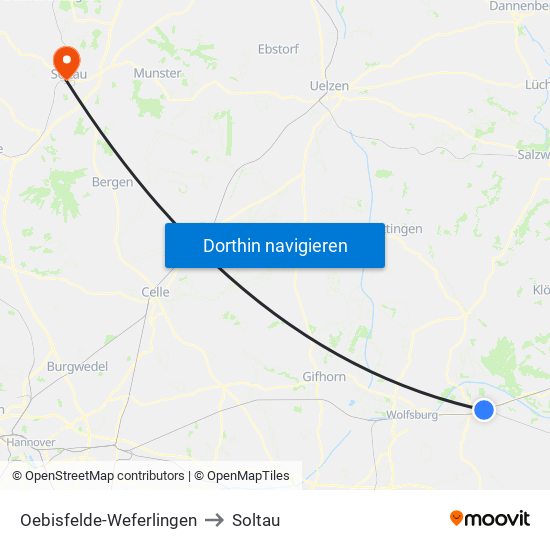 Oebisfelde-Weferlingen to Soltau map