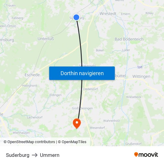 Suderburg to Ummern map