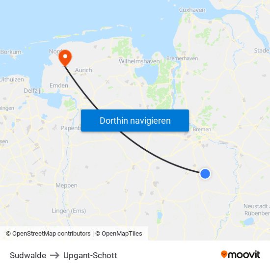 Sudwalde to Upgant-Schott map