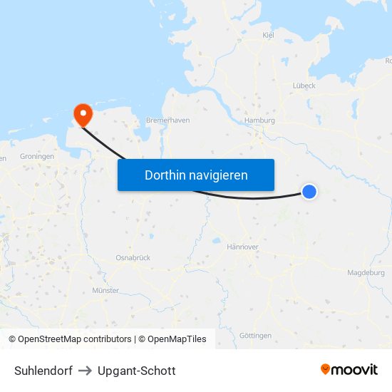Suhlendorf to Upgant-Schott map