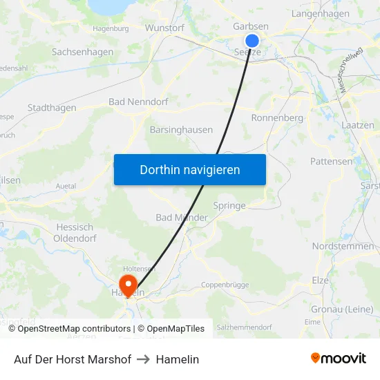 Auf Der Horst Marshof to Hamelin map