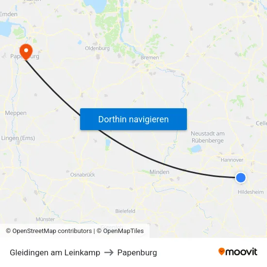 Gleidingen am Leinkamp to Papenburg map