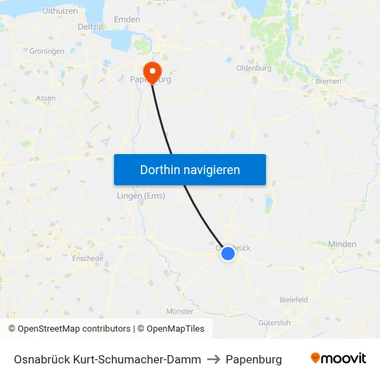 Osnabrück Kurt-Schumacher-Damm to Papenburg map