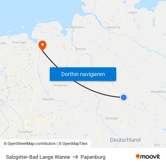 Salzgitter-Bad Lange Wanne to Papenburg map