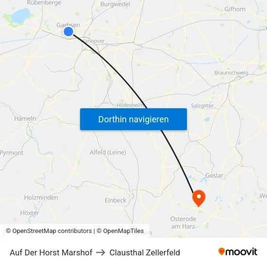 Auf Der Horst Marshof to Clausthal Zellerfeld map