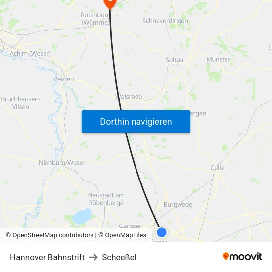 Hannover Bahnstrift to Scheeßel map