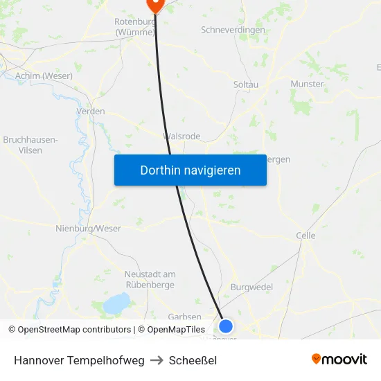 Hannover Tempelhofweg to Scheeßel map