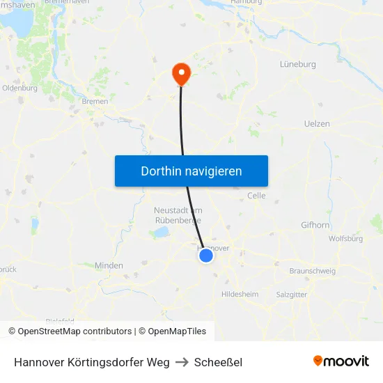 Hannover Körtingsdorfer Weg to Scheeßel map