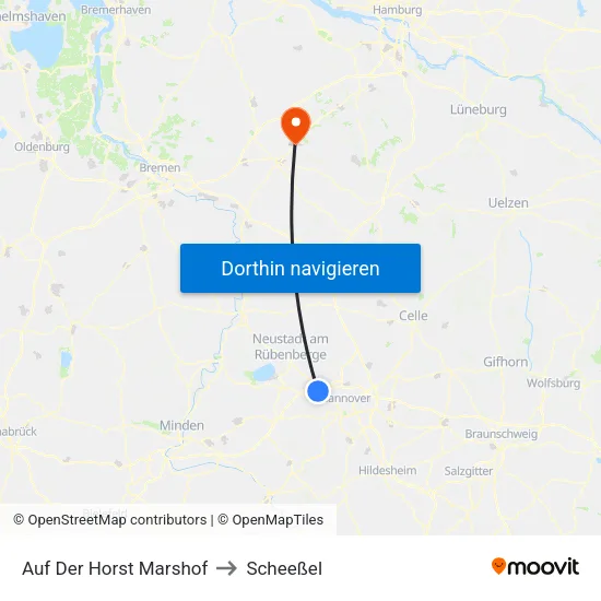 Auf Der Horst Marshof to Scheeßel map