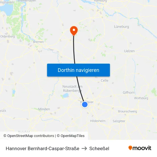 Hannover Bernhard-Caspar-Straße to Scheeßel map