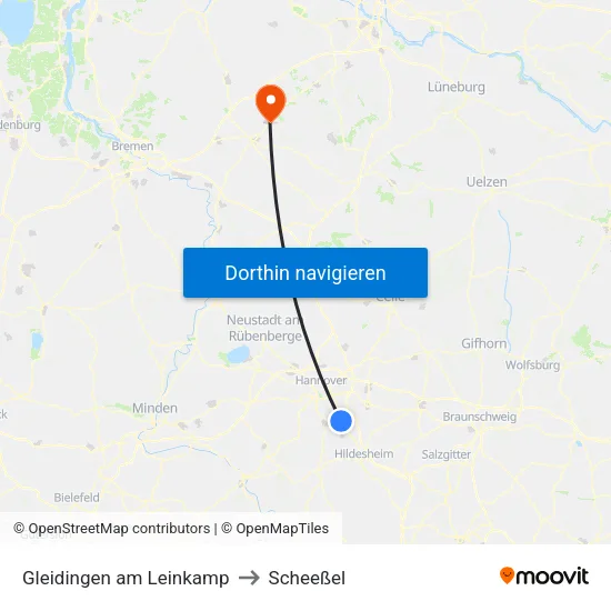 Gleidingen am Leinkamp to Scheeßel map