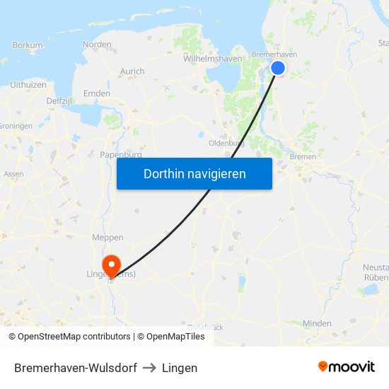 Bremerhaven-Wulsdorf to Lingen map