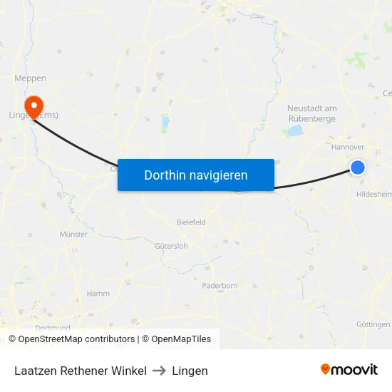 Laatzen Rethener Winkel to Lingen map