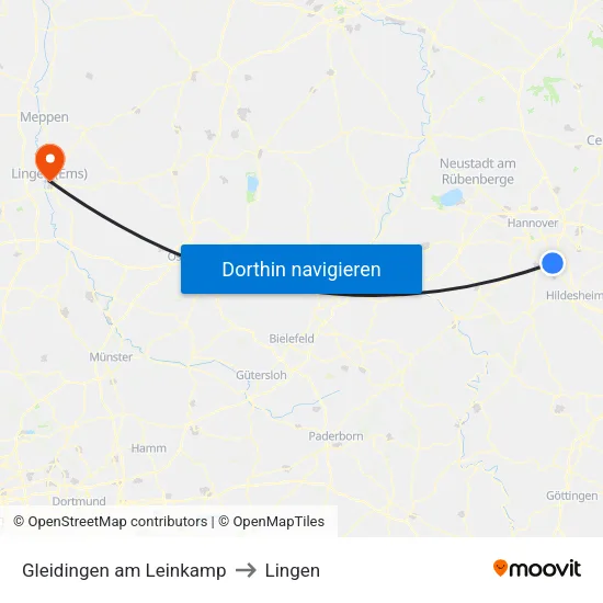 Gleidingen am Leinkamp to Lingen map