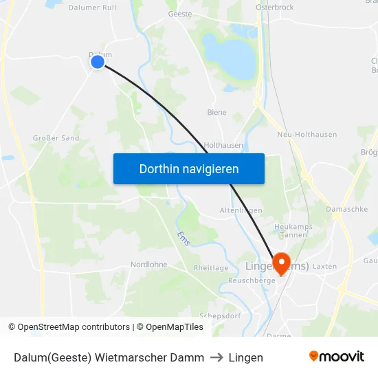 Dalum(Geeste) Wietmarscher Damm to Lingen map