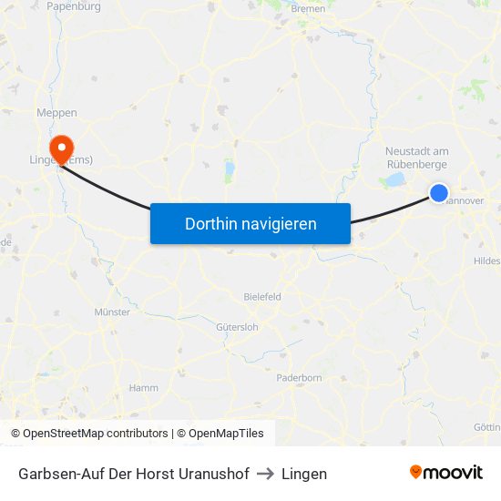 Garbsen-Auf Der Horst Uranushof to Lingen map