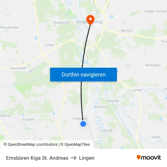 Emsbüren Kiga St. Andreas to Lingen map