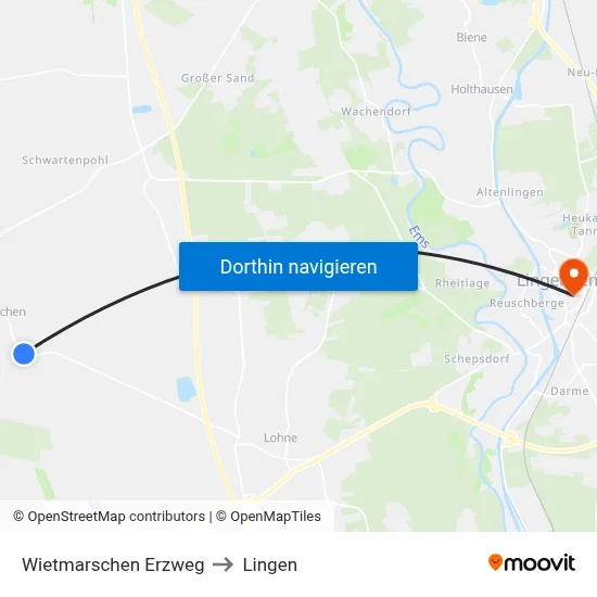 Wietmarschen Erzweg to Lingen map