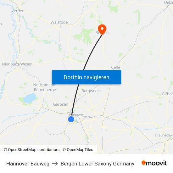 Hannover Bauweg to Bergen Lower Saxony Germany map