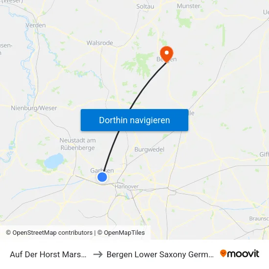 Auf Der Horst Marshof to Bergen Lower Saxony Germany map