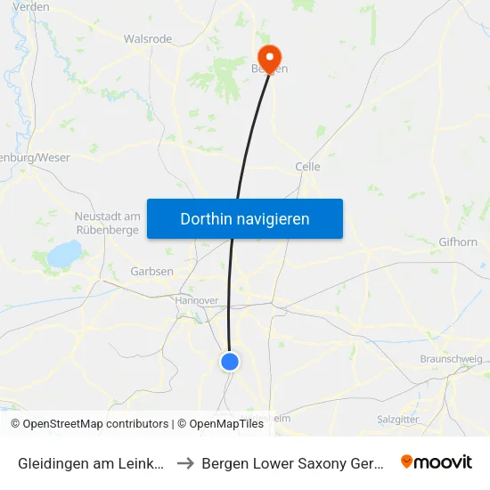 Gleidingen am Leinkamp to Bergen Lower Saxony Germany map