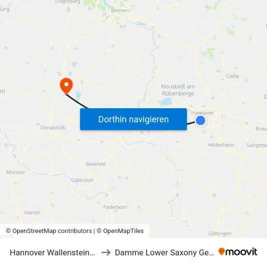 Hannover Wallensteinstraße to Damme Lower Saxony Germany map