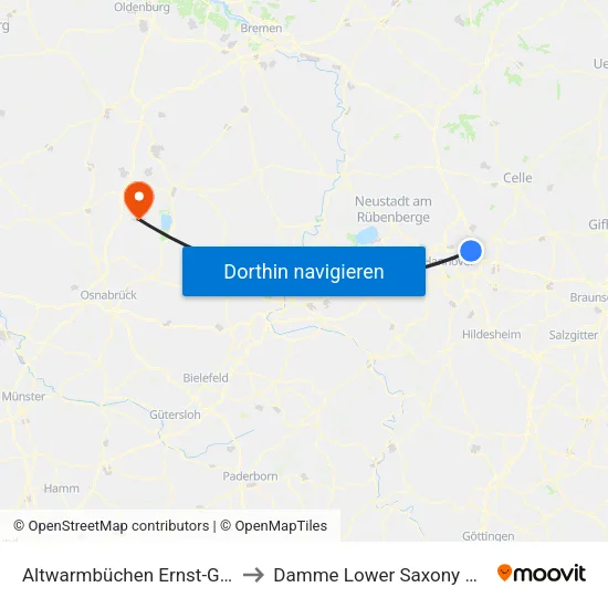 Altwarmbüchen Ernst-Grote-Str. to Damme Lower Saxony Germany map