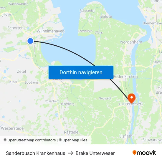 Sanderbusch Krankenhaus to Brake Unterweser map
