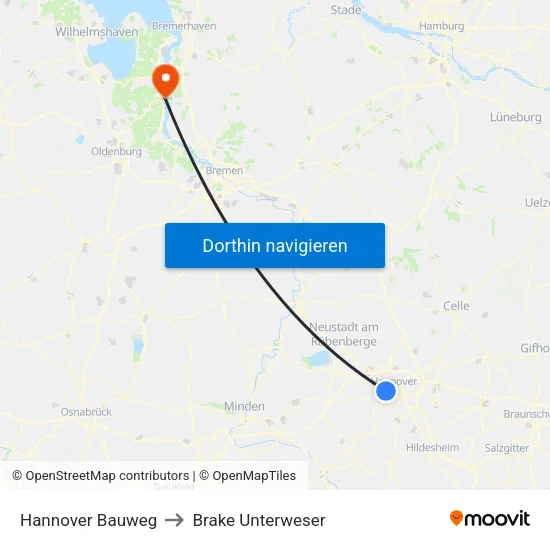 Hannover Bauweg to Brake Unterweser map