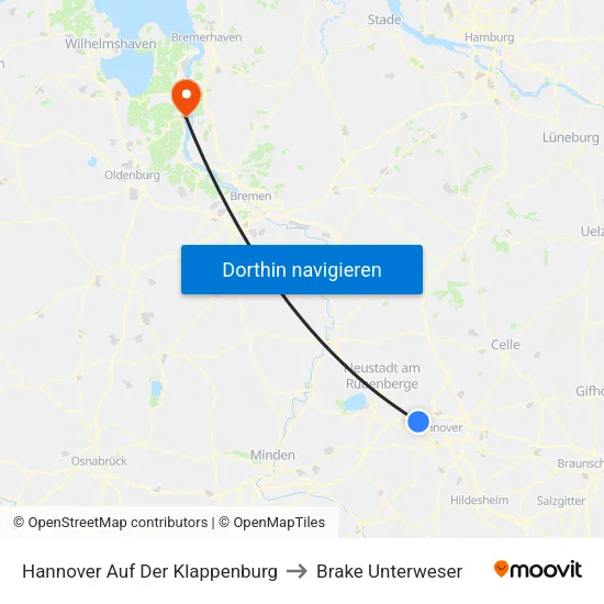 Hannover Auf Der Klappenburg to Brake Unterweser map