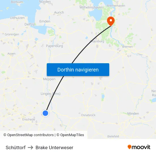 Schüttorf to Brake Unterweser map